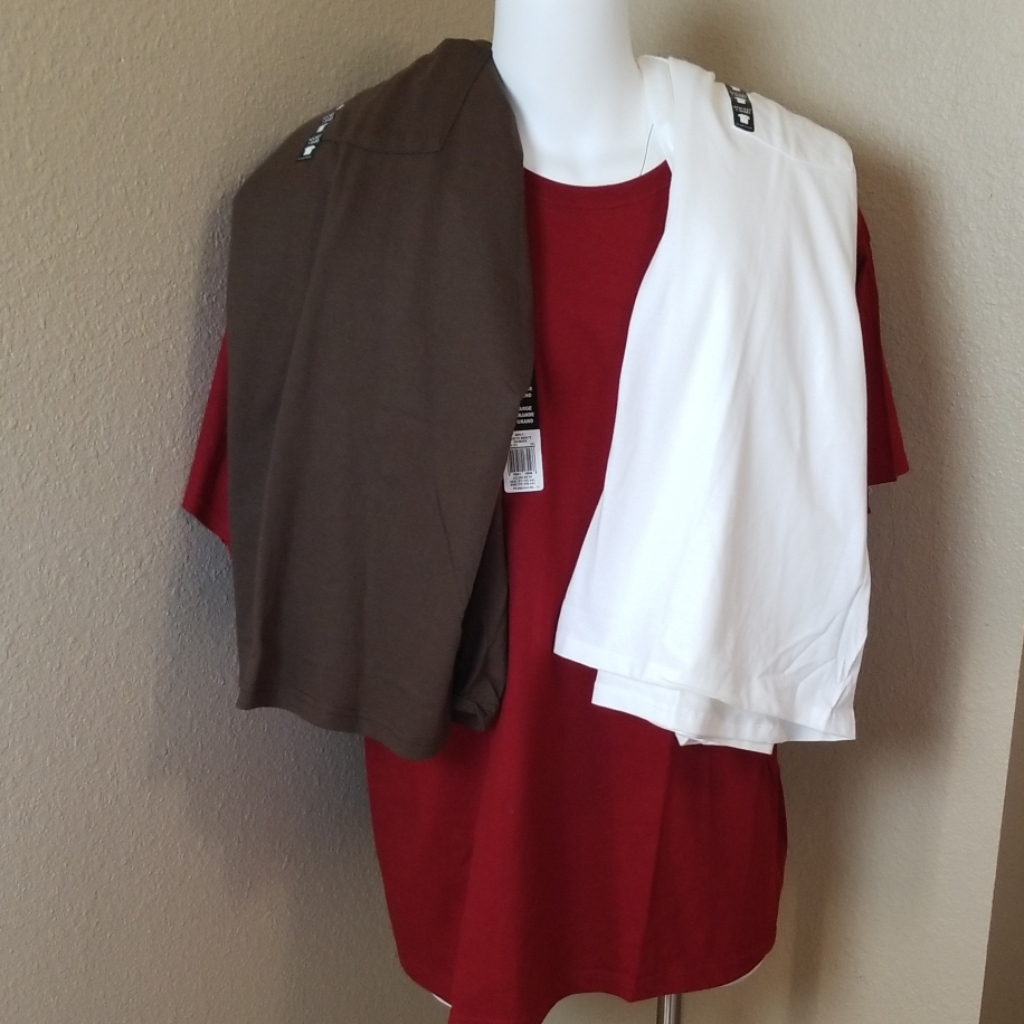 New Shirt Red Brown White Pocket Tee